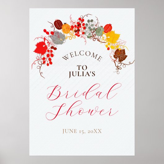 花模様フランスのズスウィートベリーブドウブライダルシャワー ポスター (正面)