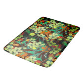 花模様ブラウン，錆，ティール（緑がかった色） バスマット (アングル)