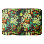 花模様ブラウン，錆，ティール（緑がかった色） バスマット (正面)