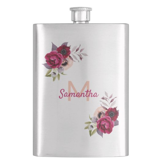 花模様ブルゴーニュ名モノグラム フラスク (正面)