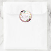 花模様ブルゴーニュ桂皮バラブライダルシャワー ラウンドシール (バッグ)