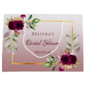 花模様ブルゴーニュ桂皮バラブライダルシャワー ラージペーパーバッグ (正面)