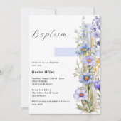 花模様ブルークロスボーイバプテスマ 招待状 (正面)