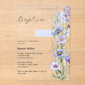 花模様ブルークロスボーイバプテ澄んィス アクリル招待状 (正面)