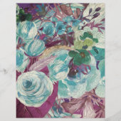 花模様プラム、ティール(緑がかった色)、ソフトホワイトティッシュデコップページ (正面)