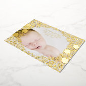 花模様プレス金箔ベビー誕生発表 箔招待状 (回転した状態)