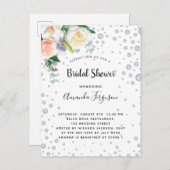 花模様ホワイトローズ金ゴールドグラマラスブライダルシャワー ポストカード (正面/裏面)