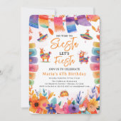 花模様メキシコ、シエスタ誕生日ガールに時間がない 招待状 (正面)