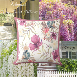 花模様ラズベリー、石板ブルーと緑 クッション