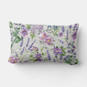 花模様ラベンダー、マウーブ、葉の装飾用クッション ランバークッション (裏面)