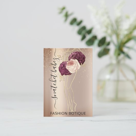 花模様リースバラマルサラQRコード体スタイリスト 名刺 (スタンド正面)