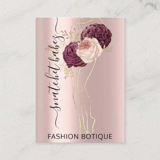 花模様リースバラQRコード体SculptingStylist 名刺 (正面)