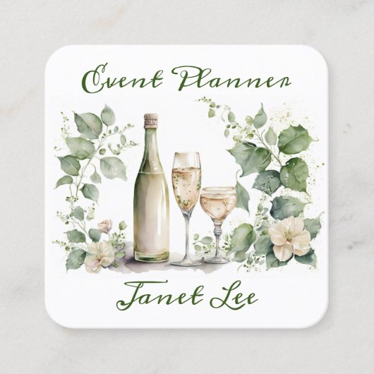 花模様付きワインイベントプランナー スクエア名刺 (正面)