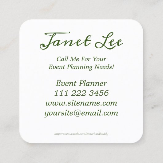 花模様付きワインイベントプランナー スクエア名刺 (裏面)