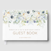 花模様任意の年齢の名前の誕生日パーティー ゲストブック (正面)