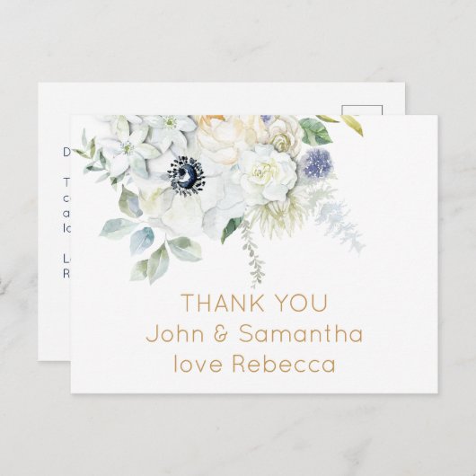 花模様個人ゲスト名アドレスありがとうありがとう ポストカード (正面/裏面)