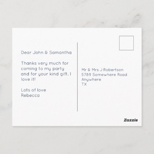 花模様個人ゲスト名アドレスありがとうありがとう ポストカード (裏面)