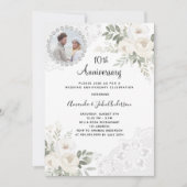 花模様写真結婚10周年 招待状 (正面)