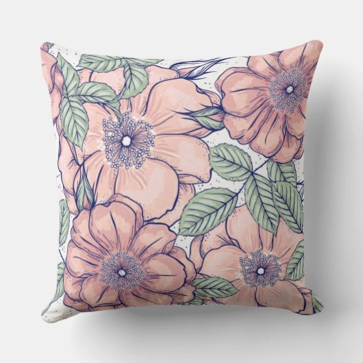 花模様加飾 クッション (裏面)