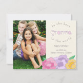 花模様大切ハッピーバースデーグラマフォトカード カード (正面)