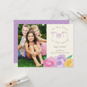 花模様大切ハッピーバースデーmomフォトカード カード (正面/裏面インサイチュ)