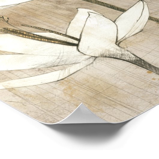 花模様描（鉛筆） ポスター (角)