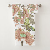 花模様淡い色のピンク、青（白） バスタオルセット (インサイチュ)