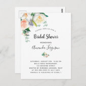 花模様白バラ金ゴールドピンクブライダルシャワー ポストカード (正面/裏面)