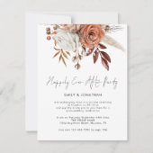 花模様素朴はパーティーの後ずっと楽し結婚く 招待状 (正面)