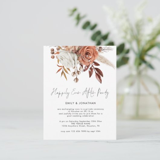 花模様素朴はパーティーの後ずっと楽し結婚く 招待状 (スタンド正面)