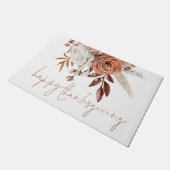 花模様素朴ズテラコッタハッピーサンクスギビング ドアマット (アングル)