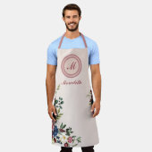花模様素朴感謝祭モノグラカスタムム エプロン (着用した状態)