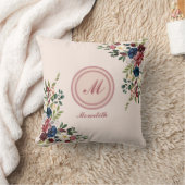 花模様素朴感謝祭モノグラカスタムム クッション (ブランケット)