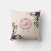 花模様素朴感謝祭モノグラカスタムム クッション (正面)
