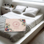 花模様素朴感謝祭モノグラカスタムム フリースブランケット