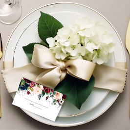 花模様結婚の | Burgundy Navy Blue プレイスカード