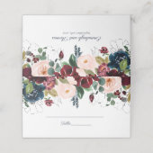花模様結婚の | Burgundy Navy Blue プレイスカード (外部開封)