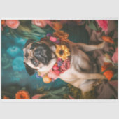 花模様1のPUGデコページ紙 薄葉紙 (正面)