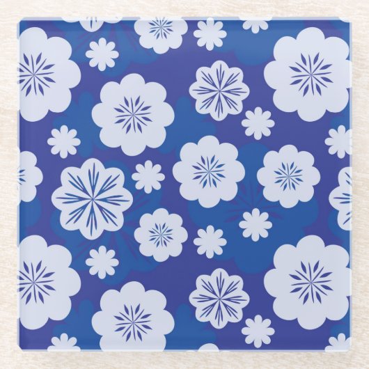 花模様 ガラスコースター (正面)