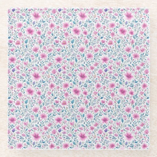 花模様 ガラスコースター (正面)