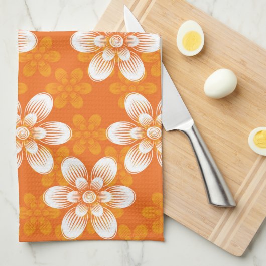 花模様 キッチンタオル (四つ折り)