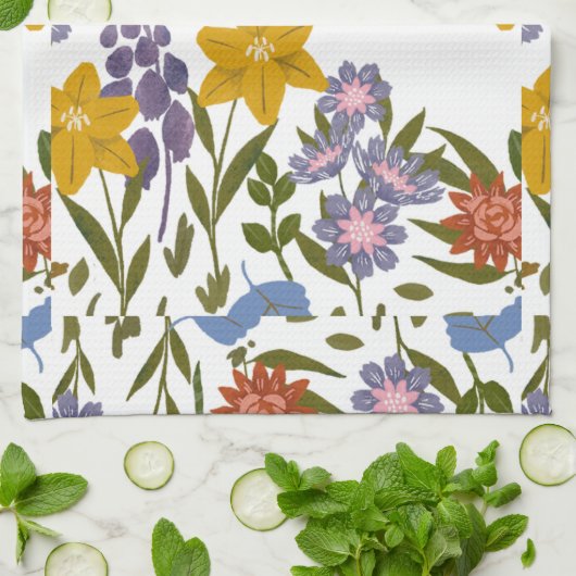 花模様 キッチンタオル (折り畳み)