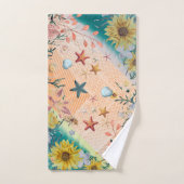 花模様、サンゴ、シェル バスタオルセット (ハンドタオル)
