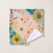 花模様、サンゴ、シェル バスタオルセット (ウォッシュタオル)