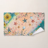 花模様、サンゴ、シェル バスタオルセット (ハンドタオル)