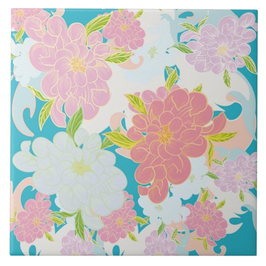 花模様 タイル (正面)