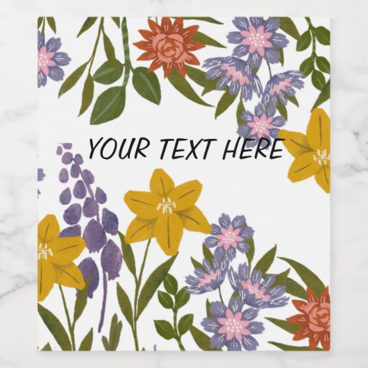 花模様 ワインラベル (シングルラベル)