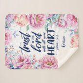 花模様|主への信頼|パーソナライズされた| シェルパブランケット (正面(横))