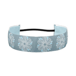 花模様（青と白） アスレチックヘッドバンド