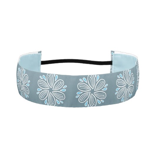 花模様（青と白） アスレチックヘッドバンド (正面)